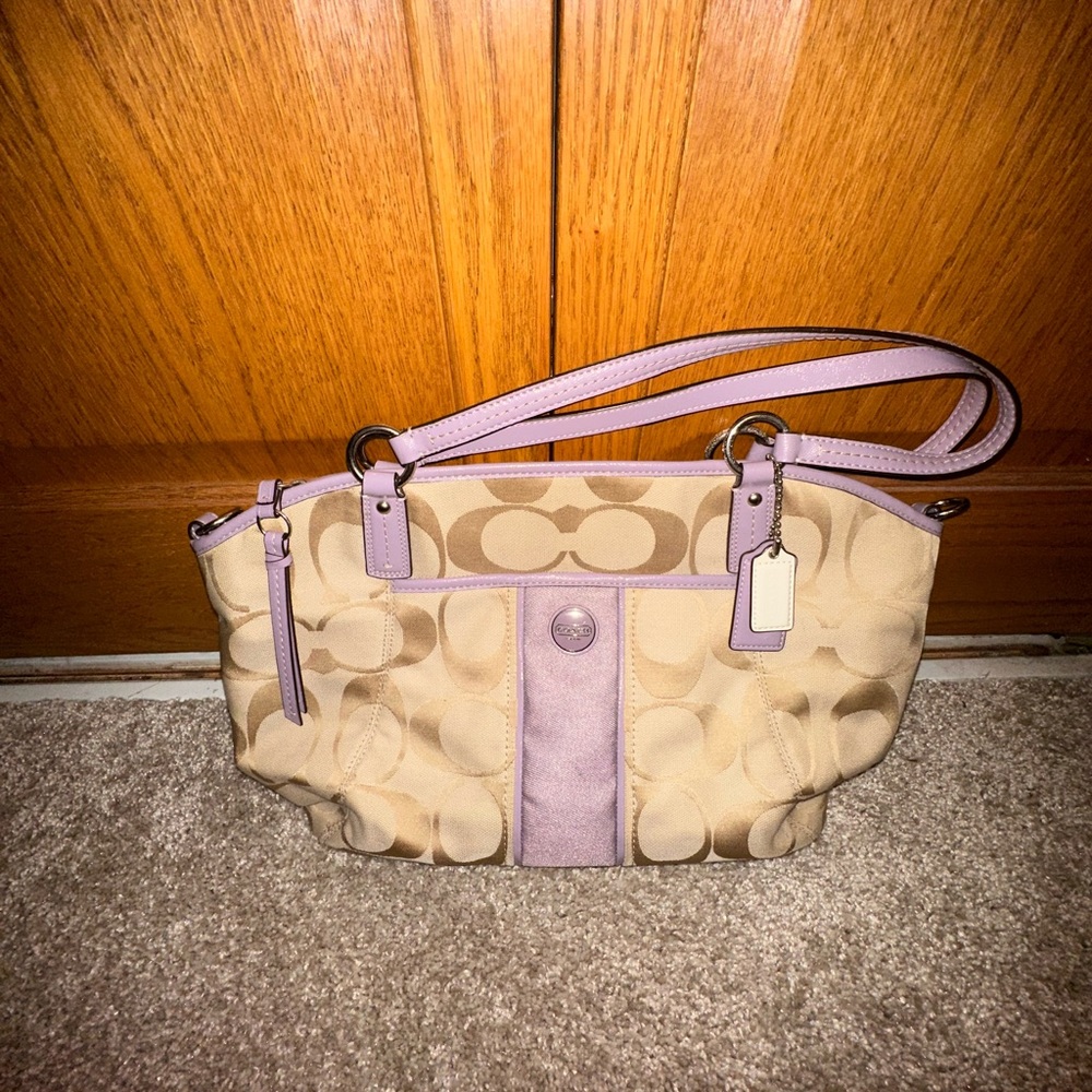 Cream & Lavender COACH Purse